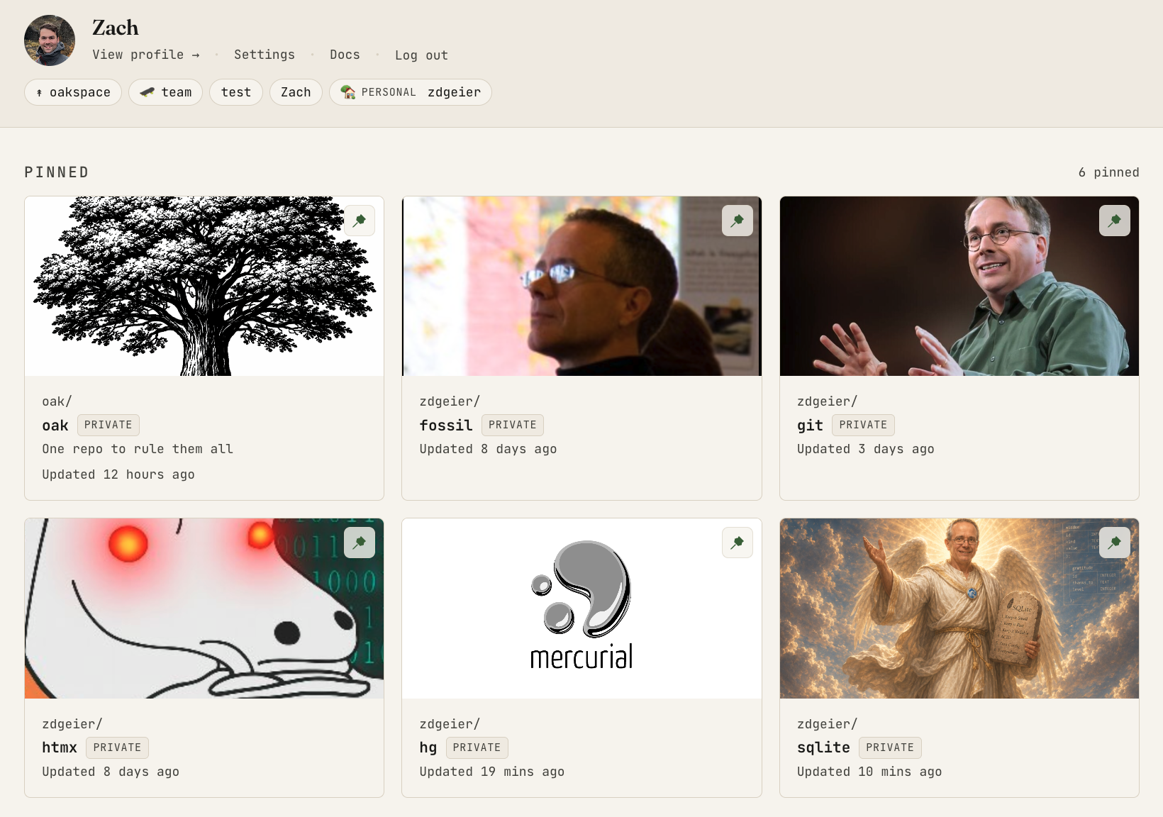 Oak web UI — repository overview